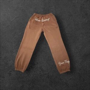 Yours Truly Phora “Love Yourself” Brown joggers size Medium
